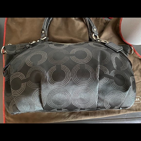 Large Black Coach Bag Purse Tote Excellent - Picture 7 of 15